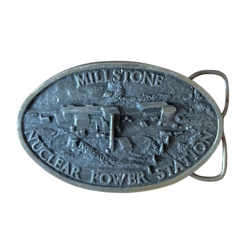 Vintage Millstone Nuclear Power Station Oval Belt Buckle Limited ©1982 historic